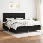 Pat box spring cu saltea, negru, 200x200 cm, textil GartenMobel Dekor