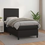 Pat box spring cu saltea, negru, 90x190 cm, piele ecologică GartenMobel Dekor