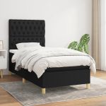 Pat box spring cu saltea, negru, 90x200 cm, textil GartenMobel Dekor