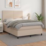 Pat box spring cu saltea, cappuccino, 140x190cm piele ecologică GartenMobel Dekor