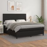 Pat box spring cu saltea, negru, 160x200 cm, piele ecologică GartenMobel Dekor