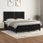 Pat box spring cu saltea, negru, 180x200 cm, catifea GartenMobel Dekor