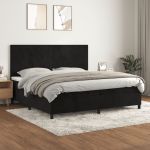 Pat box spring cu saltea, negru, 200x200 cm, catifea GartenMobel Dekor