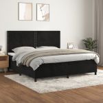 Pat box spring cu saltea, negru, 200x200 cm, catifea GartenMobel Dekor