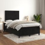 Pat box spring cu saltea, negru, 120x200 cm, catifea GartenMobel Dekor
