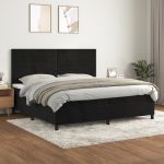 Pat box spring cu saltea, negru, 200x200 cm, catifea GartenMobel Dekor