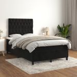 Pat box spring cu saltea, negru, 120x200 cm, catifea GartenMobel Dekor
