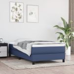 Pat box spring cu saltea, albastru, 100x200 cm, textil GartenMobel Dekor