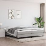 Pat box spring cu saltea, gri deschis, 200x200 cm, textil GartenMobel Dekor