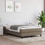 Pat box spring cu saltea, gri taupe, 120x200 cm, textil GartenMobel Dekor