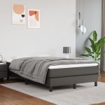 Pat box spring cu saltea, gri, 120x200 cm, piele ecologică GartenMobel Dekor
