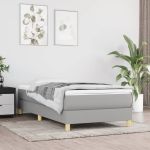 Pat box spring cu saltea, gri deschis, 90x200 cm, textil GartenMobel Dekor