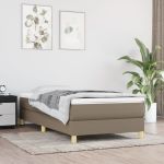 Pat box spring cu saltea, gri taupe, 90x200 cm, textil GartenMobel Dekor