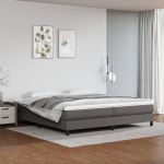 Pat box spring cu saltea, gri, 200x200 cm, piele ecologică GartenMobel Dekor