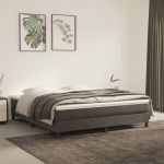 Pat box spring cu saltea, gri închis, 180x200 cm, catifea GartenMobel Dekor