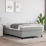 Pat box spring cu saltea, gri deschis, 120x200 cm, textil GartenMobel Dekor