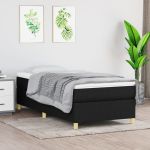 Pat box spring cu saltea, negru, 90x200 cm, textil GartenMobel Dekor