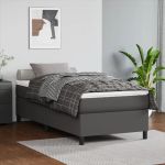 Pat box spring cu saltea, gri, 90x200 cm, piele ecologică GartenMobel Dekor