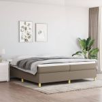 Pat box spring cu saltea, gri taupe, 200x200 cm, textil GartenMobel Dekor