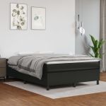 Pat box spring cu saltea, negru, 140x200 cm, piele ecologică GartenMobel Dekor