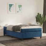 Pat box spring cu saltea, albastru închis, 120x200 cm, catifea GartenMobel Dekor