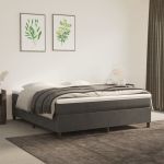Pat box spring cu saltea, gri închis, 160x200 cm, catifea GartenMobel Dekor