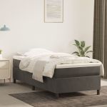 Pat box spring cu saltea, gri închis, 90x200 cm, catifea GartenMobel Dekor