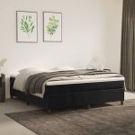 Pat box spring cu saltea, negru, 180x200 cm, catifea GartenMobel Dekor