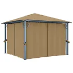 Pavilion cu perdele, gri taupe, 300 x 300 cm, aluminiu GartenMobel Dekor