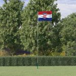 Steag Croația și stâlp din aluminiu, 5,55 m GartenMobel Dekor