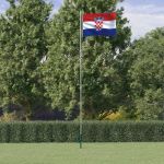 Steag Croația și stâlp din aluminiu, 6,23 m GartenMobel Dekor