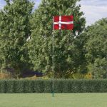 Steag Danemarca și stâlp din aluminiu, 5,55 m GartenMobel Dekor