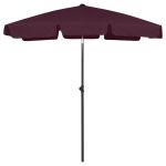 Umbrelă de plajă, roșu bordo, 180x120 cm GartenMobel Dekor