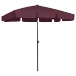 Umbrelă de plajă, roșu bordo, 200x125 cm GartenMobel Dekor
