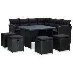 Set mobilier de grădină cu perne, 6 piese, negru, poliratan GartenMobel Dekor
