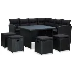 Set mobilier de grădină cu perne, 6 piese, negru, poliratan GartenMobel Dekor