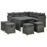 Set mobilier de grădină cu perne, 6 piese, gri, poliratan GartenMobel Dekor