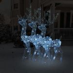 Decorațiuni reni de Crăciun, 3 buc., alb rece, 120 cm, acril GartenMobel Dekor