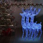 Ren de Crăciun 250 LED-uri, 3 buc., albastru, 180 cm, acril XXL GartenMobel Dekor