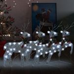 Reni de Crăciun, 4 buc., argintiu, 80 LED-uri GartenMobel Dekor