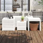 Set cutii de grădină, 4 piese, alb, lemn masiv de pin GartenMobel Dekor