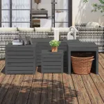 Set cutii de grădină, 4 piese, gri, lemn masiv de pin GartenMobel Dekor