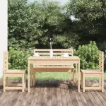 Set de dining pentru grădină, 4 piese, lemn masiv de pin GartenMobel Dekor