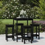 Set mobilier bar de grădină, 5 piese, negru, lemn masiv de pin GartenMobel Dekor