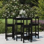 Set mobilier bar de grădină, 5 piese, negru, lemn masiv de pin GartenMobel Dekor