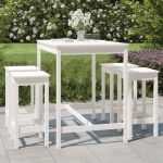 Set mobilier de bar pentru grădină, 5 piese,alb, lemn masiv pin GartenMobel Dekor