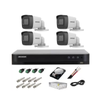 Kit complet supraveghere 5 MP lite Hikvision Turbo HD cu 4 camere Bullet IR 20m,alimentatori, cabluri, mufe, HDD 1 Tb, vizualizare pe internet SafetyGuard Surveillance
