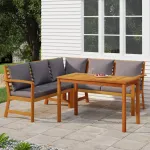 Set mobilier de grădină cu perne, 4 piese, lemn masiv de acacia GartenMobel Dekor