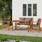 Set mobilier de grădină cu perne, 4 piese, lemn masiv de acacia GartenMobel Dekor