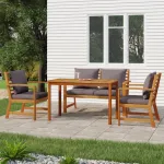 Set mobilier de grădină cu perne, 4 piese, lemn masiv de acacia GartenMobel Dekor